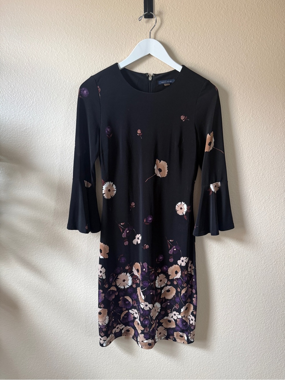 Tommy Hilfiger Black Floral Bell-Sleeve Dress size 2